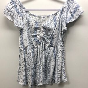 Japna Cream & Blue Top Size M